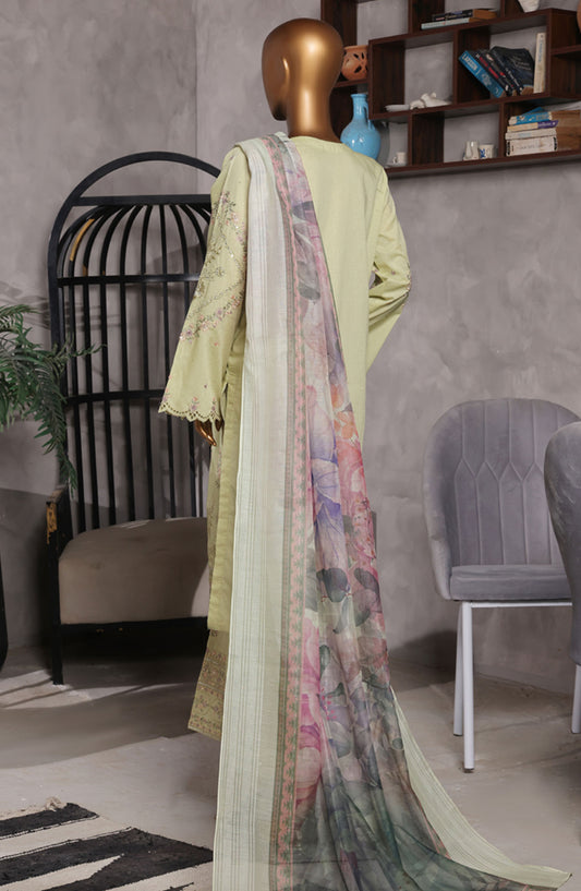 Muse by HZ Textile Embroidered Cotton Stitched 3 Piece Suit - SSJ-2501 Green - HZ25MCSSJV2 - Summer Collection