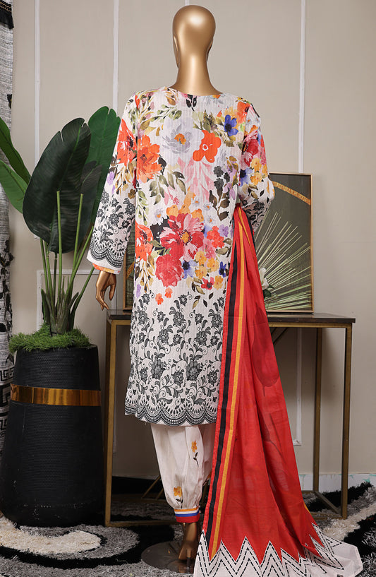 Nayab by HZ Textile Embroidered Lawn Unstitched 3 Piece Suit - NPE-ART-02 - HZ25NYBV3 - White - Summer Collection