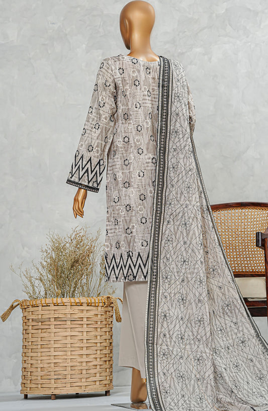 HZ Textile Embroidered Chikankari Stitched 3 Piece Suit - Dusty Beige LPE-3P-507 - HZ25PPCEV5 - Summer Collection