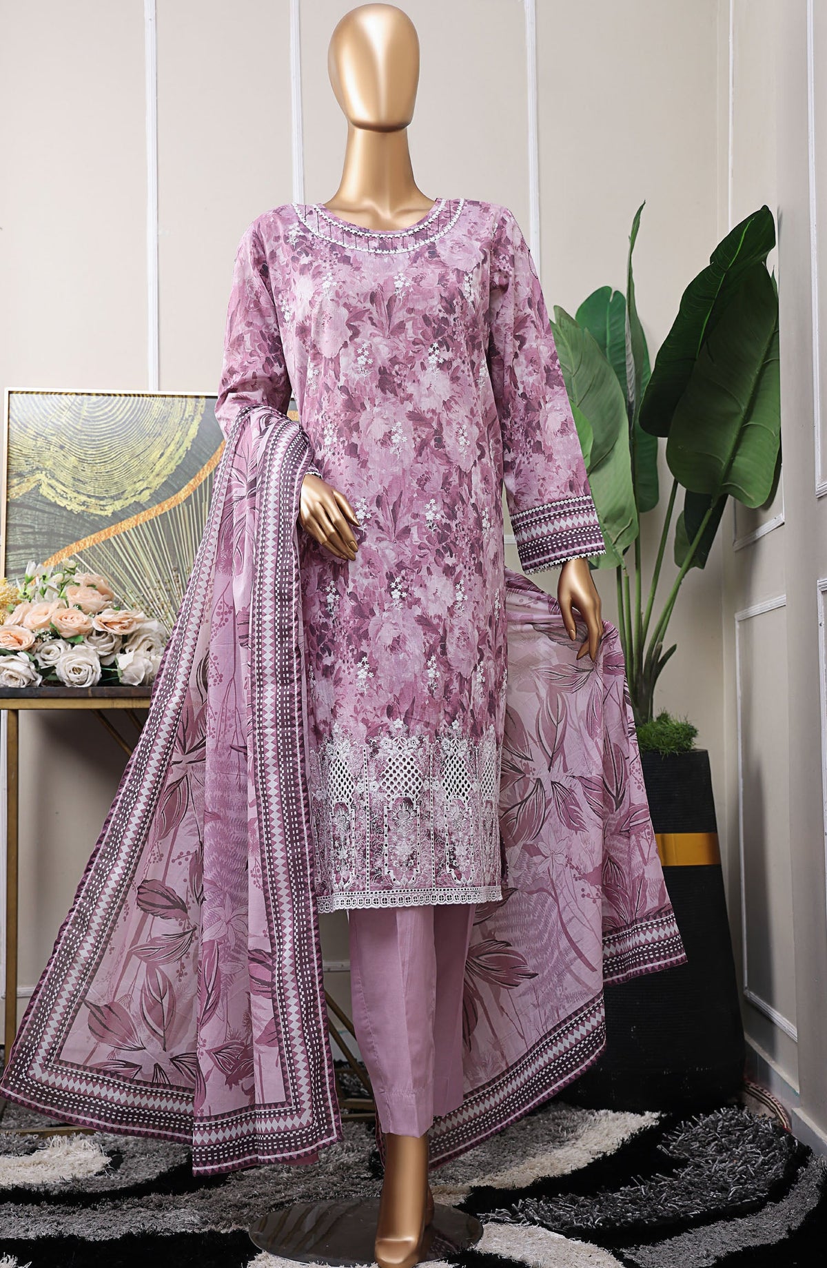 HZ Textile Chikankari Lawn Unstitched 3 Piece Suit - PCP-535 - HZ25PCPUL - Purple - Summer Collection