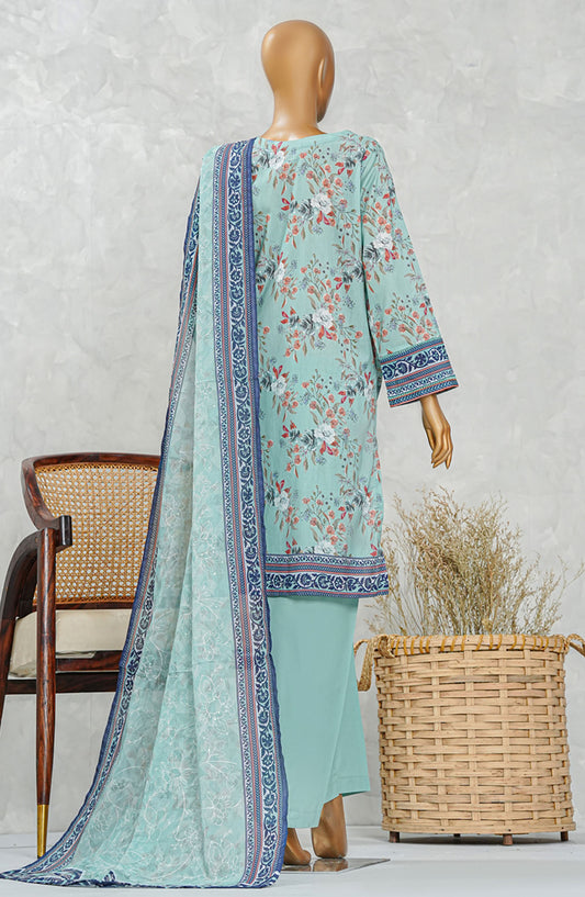 HZ Textile Embroidered Chikankari Stitched 3 Piece Suit - Ocean Green LPE-3P-506 - HZ25PPCEV5 - Summer Collection