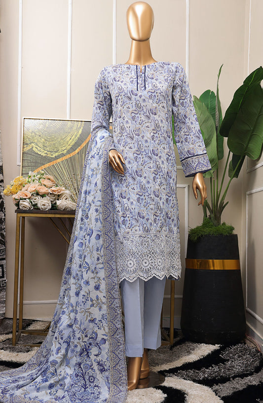 HZ Textile Chikankari Lawn Unstitched 3 Piece Suit - PCP-533 - HZ25PCPUL - Blue - Summer Collection