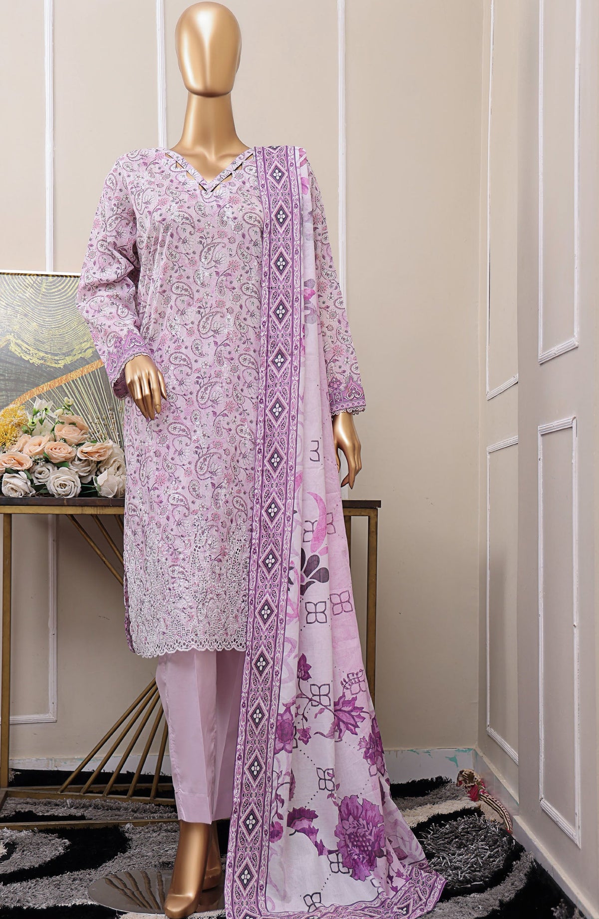 HZ Textile Chikankari Lawn Unstitched 3 Piece Suit - PCP-536 - HZ25PCPUL - Purple - Summer Collection