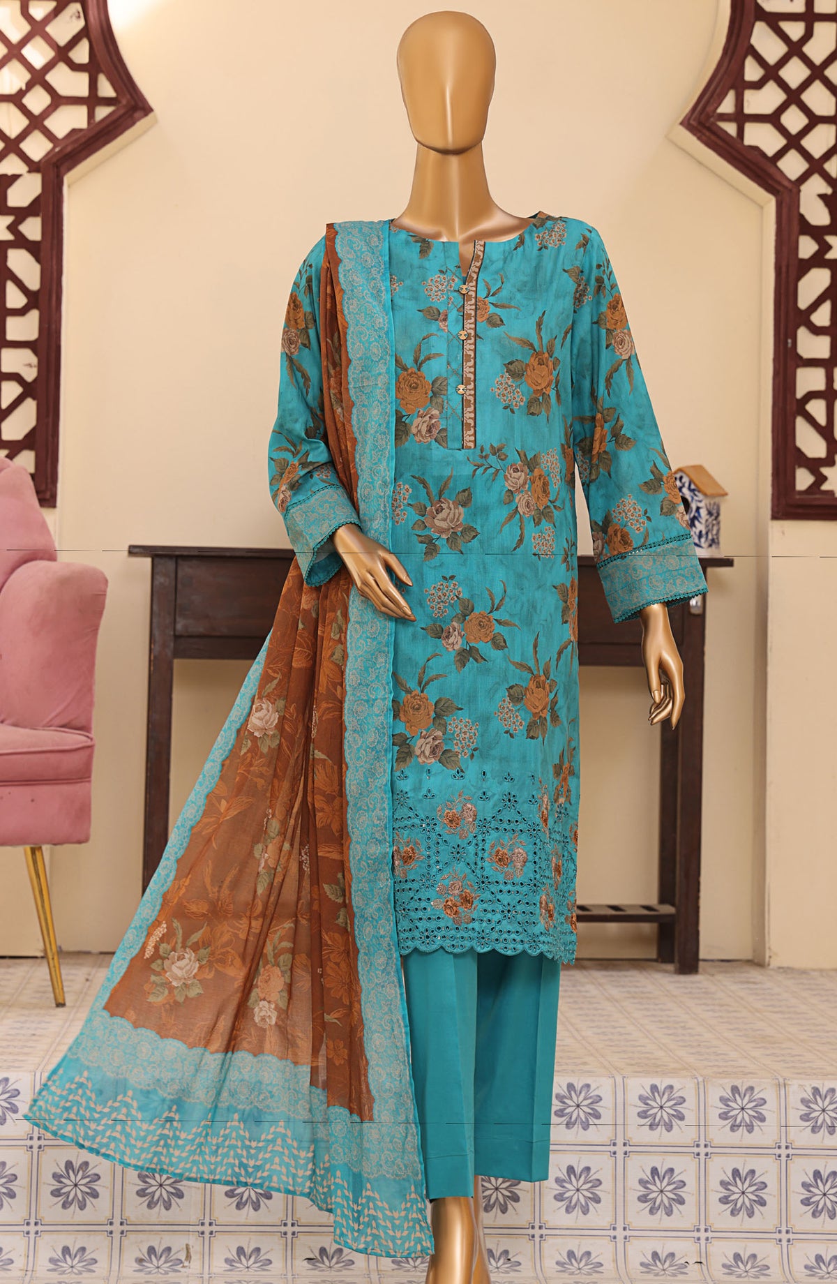 Mehak by HZ Textile Embroidered Lawn Unstitched 3 Piece Suit - MEC-307 - HZ25MehakV2 - Blue - Summer Collection