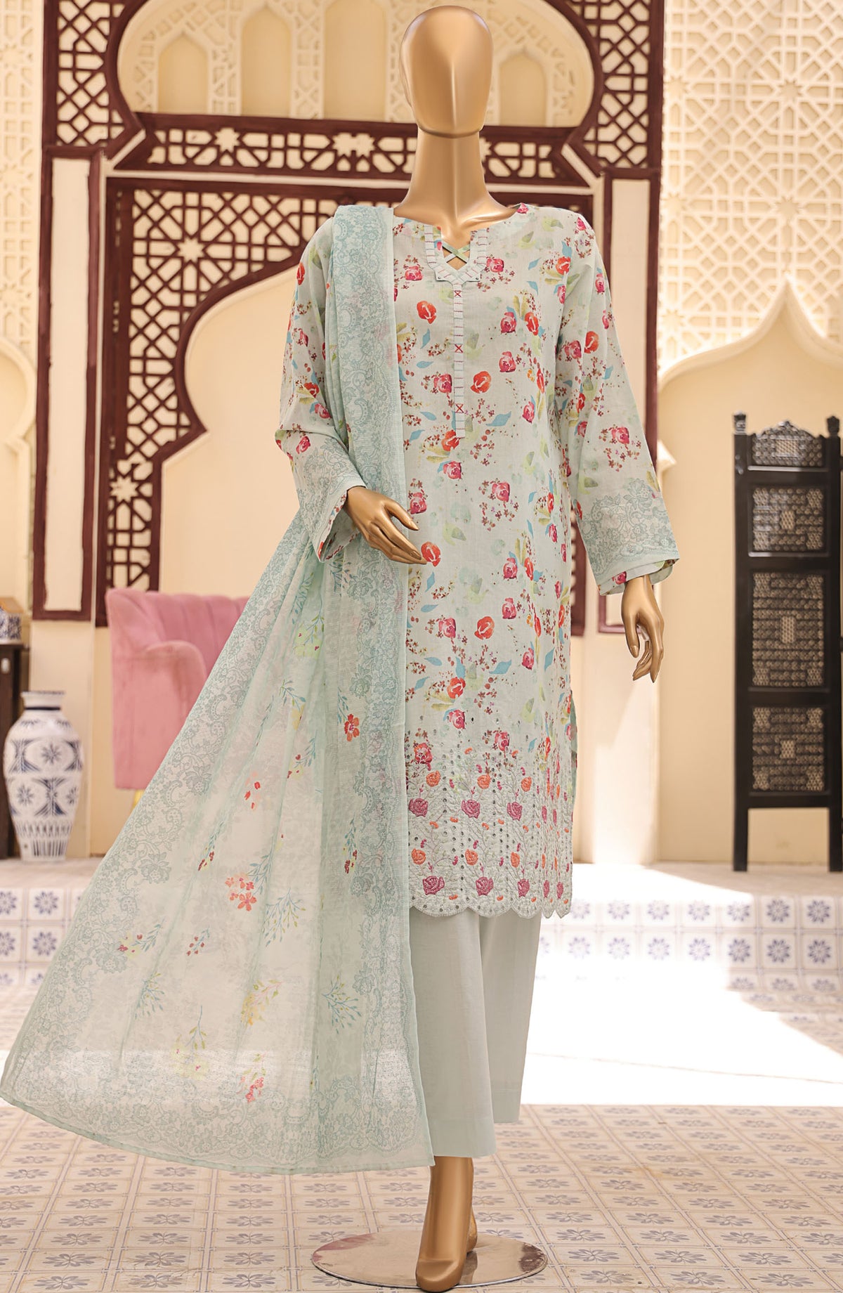 Mehak by HZ Textile Embroidered Lawn Unstitched 3 Piece Suit - MEC-508 - HZ25MehakV2 - Grey - Summer Collection