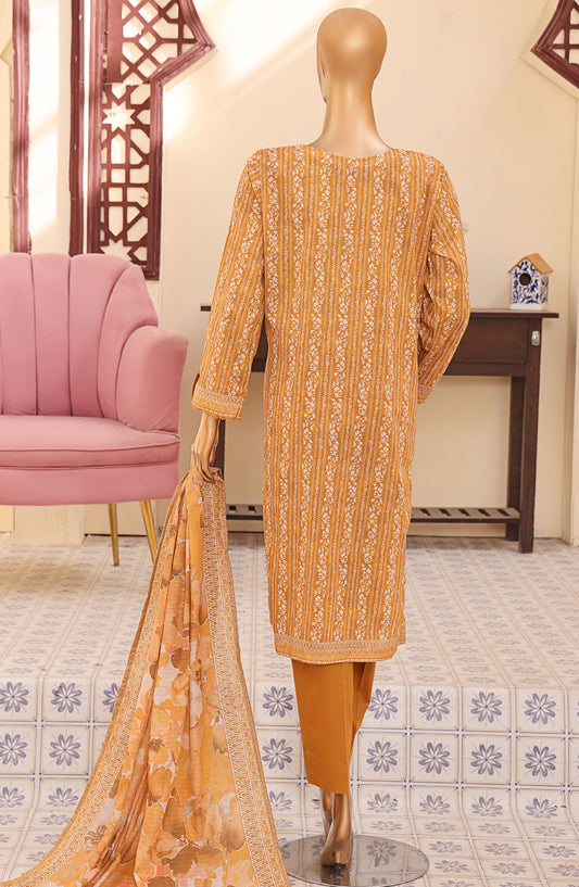 Mehak by HZ Textile Embroidered Lawn Unstitched 3 Piece Suit - MEC-505 - HZ25MehakV2 - Mustard - Summer Collection