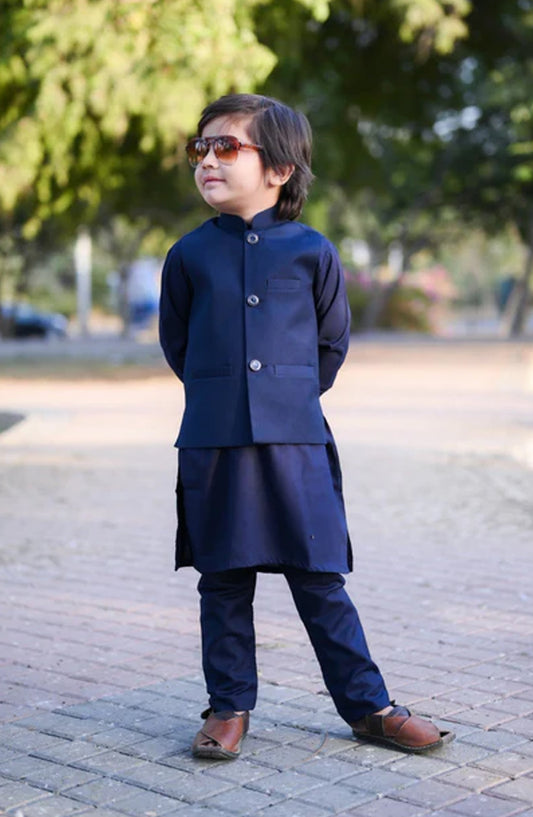 Plain Blue Waistcoat only EW32 - HSN25WST - Boys Formal Collection