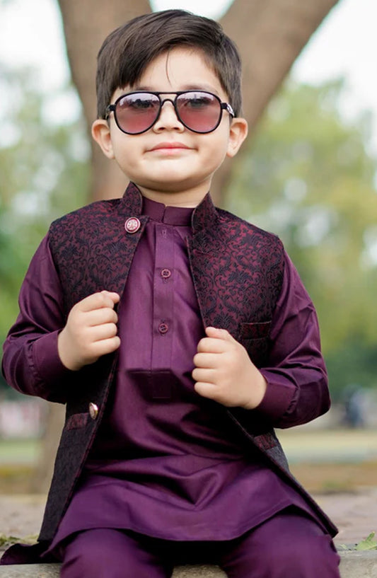 Maroon Waistcoat Suit - WKS 017 - HSN25SUW - Boys Formal Collection