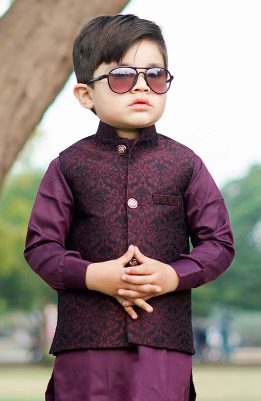 Maroon Waistcoat Suit - WKS 017 - HSN25SUW - Boys Formal Collection