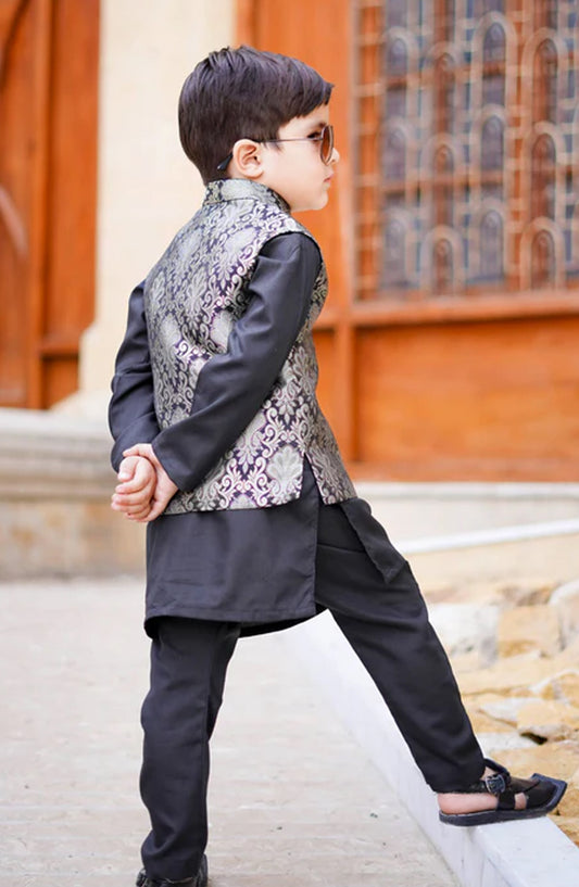 Black Waistcoat Suit - WKS 016 - HSN25SUW - Boys Formal Collection