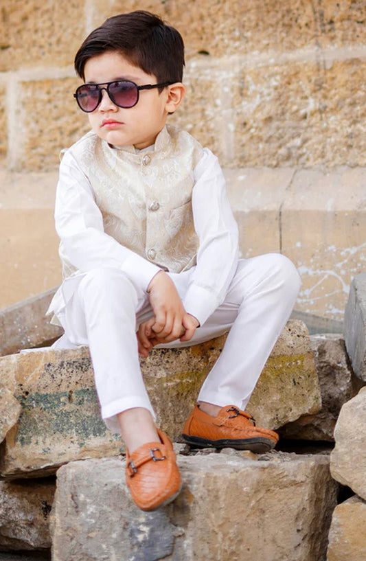 Off White Waistcoat only - WKS 015 - HSN25WST - Boys Formal Collection