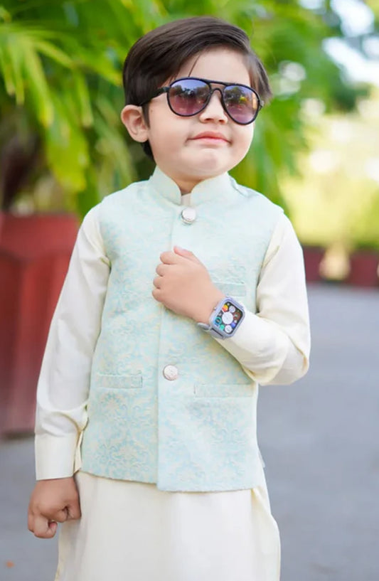 Sea green Waistcoat Suit EW20 - HSN25SUW - Boys Formal Collection