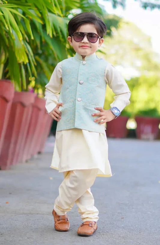 Sea green Waistcoat Suit EW20 - HSN25SUW - Boys Formal Collection