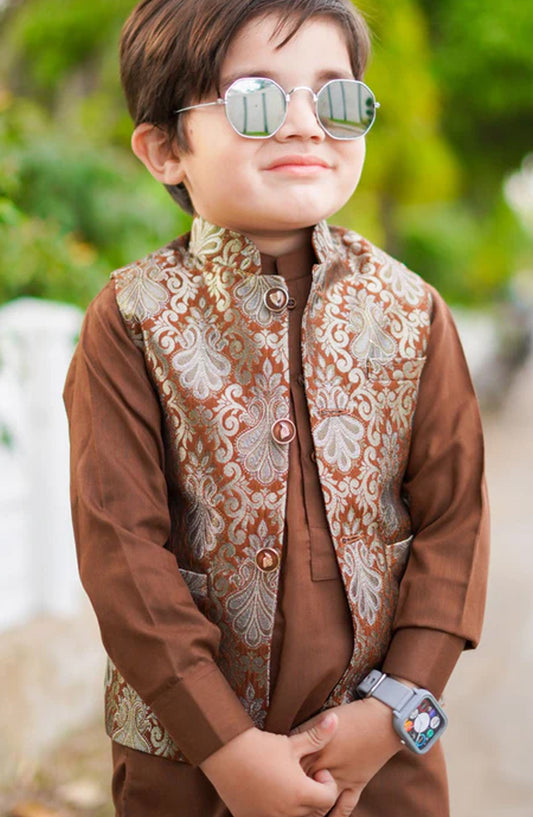 Gold Brown only Waistcoat EW16 - HSN25WST - Boys Formal Collection