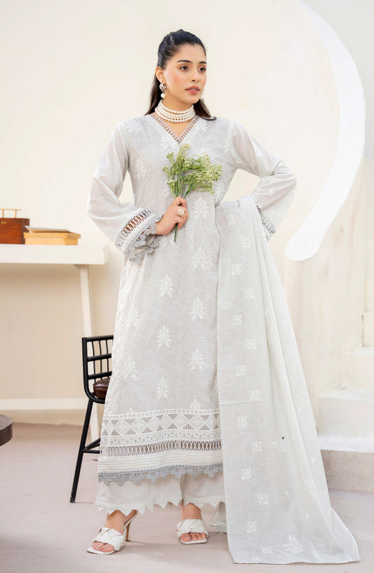 Haya by Aalaya Embroidered Lawn Unstitched 3 Piece Suit - D-08 - ALY26HY - Grey - Summer Collection