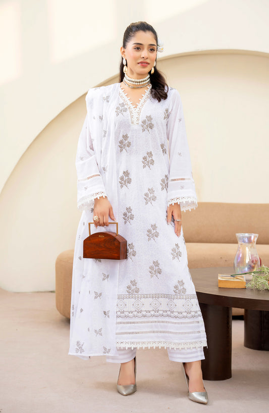 Haya by Aalaya Embroidered Lawn Unstitched 3 Piece Suit - D-06 - ALY26HY - White - Summer Collection