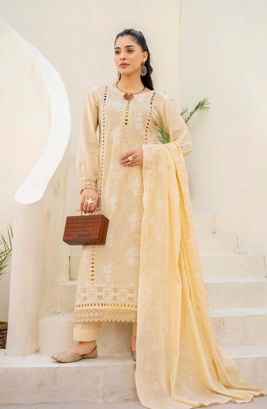Haya by Aalaya Embroidered Lawn Unstitched 3 Piece Suit - D-01 - ALY26HY - Yellow - Summer Collection