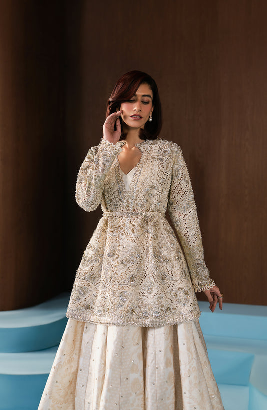 Hayat by Afrozeh Embroidered Raw Silk Unstitched 3 Piece Suit - AFH-25-05 ROHAVE - AF25HYT - Off White - Wedding Formals Collection