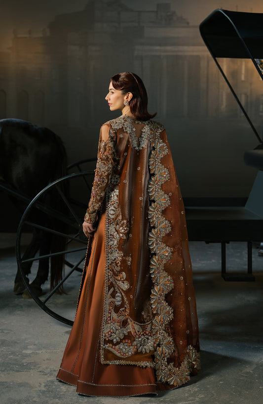 Hayat by Afrozeh Embroidered Velvet Unstitched 3 Piece Suit - AFH-25-04 ZAVAA - AF25HYT - Brown - Wedding Formals Collection
