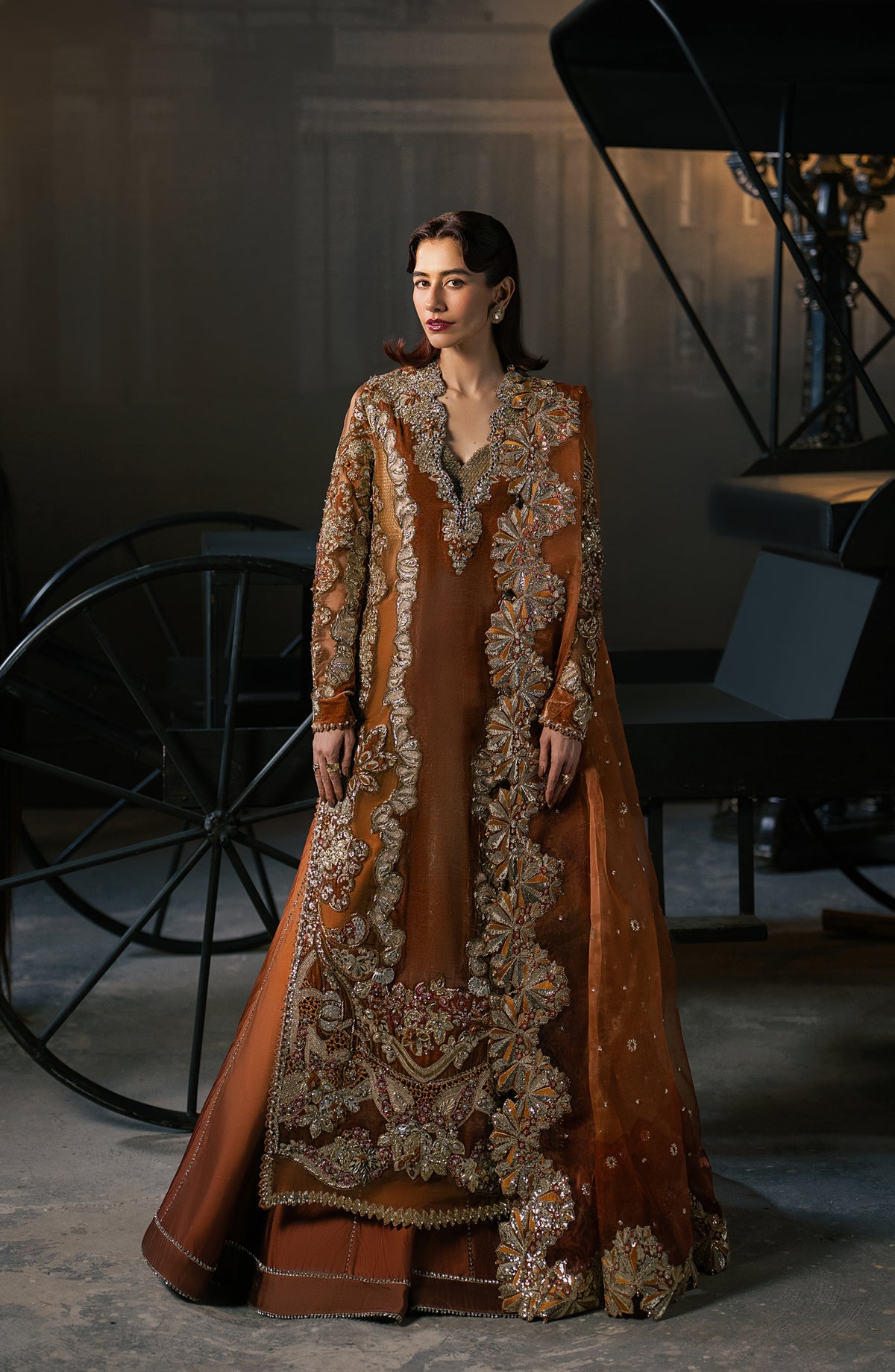 Hayat by Afrozeh Embroidered Velvet Unstitched 3 Piece Suit - AFH-25-04 ZAVAA - AF25HYT - Brown - Wedding Formals Collection