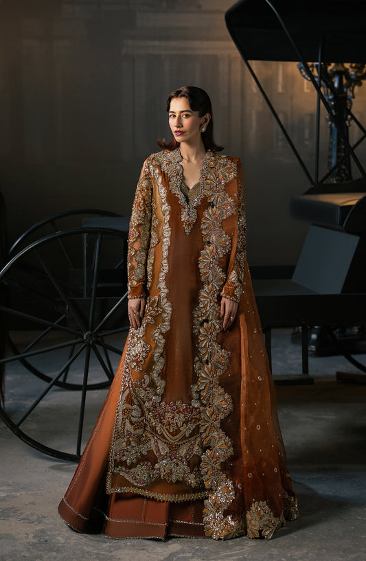 Hayat by Afrozeh Embroidered Velvet Unstitched 3 Piece Suit - AFH-25-04 ZAVAA - AF25HYT - Brown - Wedding Formals Collection