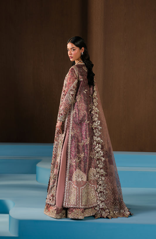 Hayat by Afrozeh Embroidered Zari Unstitched 3 Piece Suit - AFH-25-09 ZARHEL - AF25HYT - Pink - Wedding Formals Collection