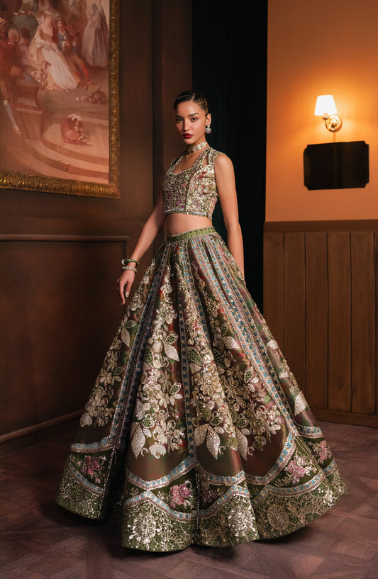 Hayat by Afrozeh Embroidered Zari Unstitched 3 Piece Suit - AFH-25-10 MAHSIL - AF25HYT - Purple - Wedding Formals Collection