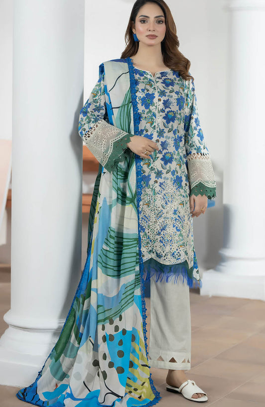 Hayat by Johra Embroidered Lawn Unstitched 3 Piece Suit - JS-56 - JH26HYT - Blue - Summer Collection
