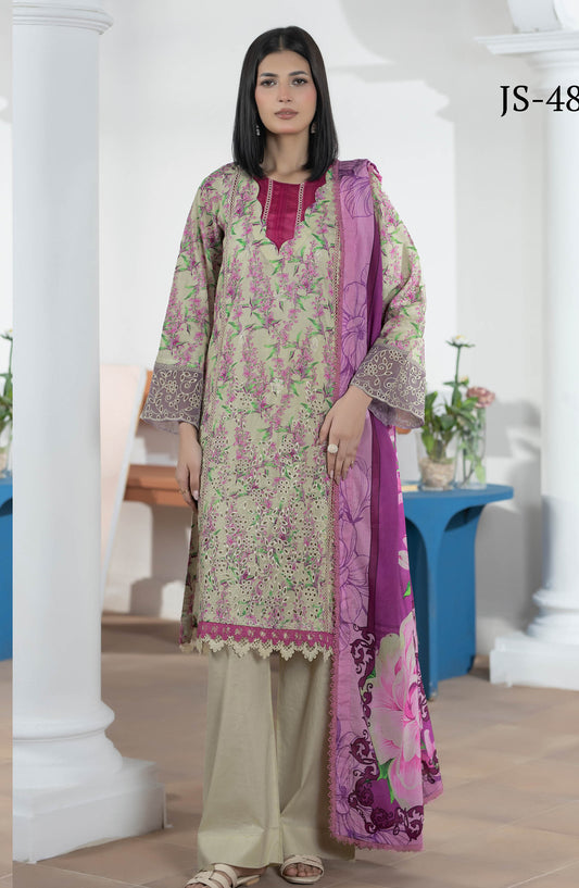 Hayat by Johra Embroidered Lawn Unstitched 3 Piece Suit - JS-48 - JH26HYT - Green - Summer Collection