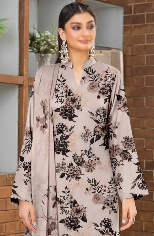 Hazel by Al Karim Embroidered Lawn Unstitched 3 Piece Suit - D-06 - AK26HZL - Beige - Summer Collection