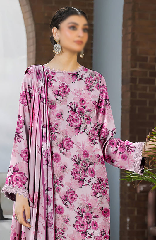 Hazel by Al Karim Embroidered Lawn Unstitched 3 Piece Suit - D-04 - AK26HZL - Pink - Summer Collection