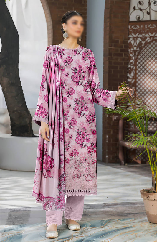 Hazel by Al Karim Embroidered Lawn Unstitched 3 Piece Suit - D-04 - AK26HZL - Pink - Summer Collection