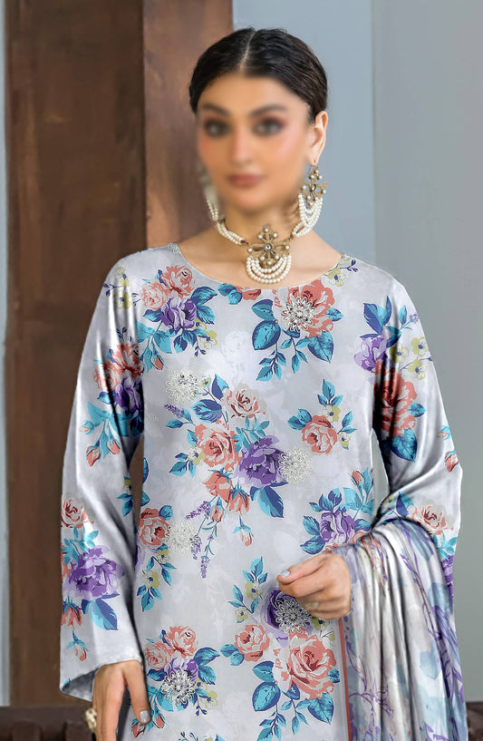 Hazel by Al Karim Embroidered Lawn Unstitched 3 Piece Suit - D-03 - AK26HZL - Blue - Summer Collection