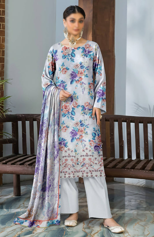 Hazel by Al Karim Embroidered Lawn Unstitched 3 Piece Suit - D-03 - AK26HZL - Blue - Summer Collection