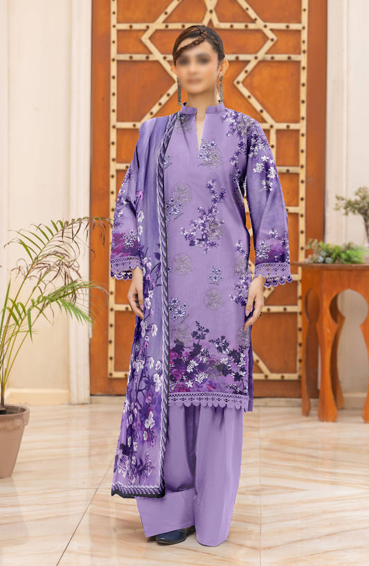 Heer by Al Karim Embroidered Lawn Unstitched 3 Piece Suit - D-04 - AK26HER - Purple - Summer Collection