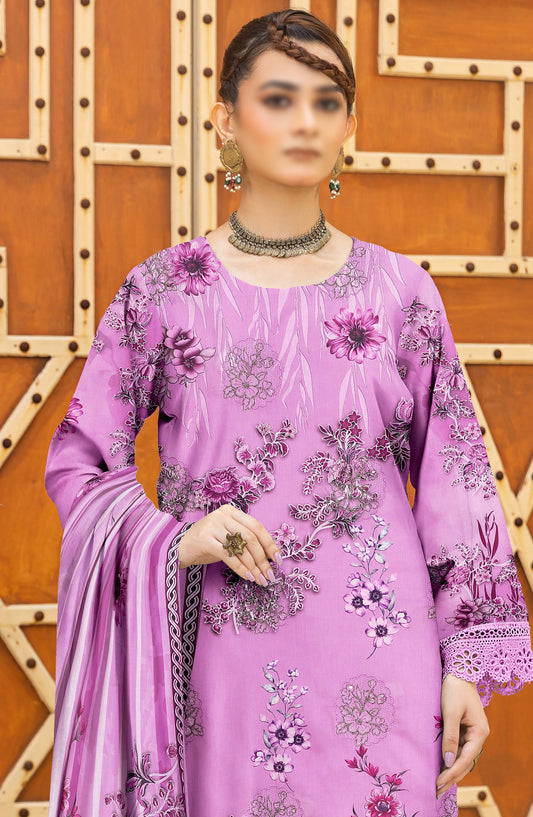 Heer by Al Karim Embroidered Lawn Unstitched 3 Piece Suit - D-02 - AK26HER - Pink - Summer Collection