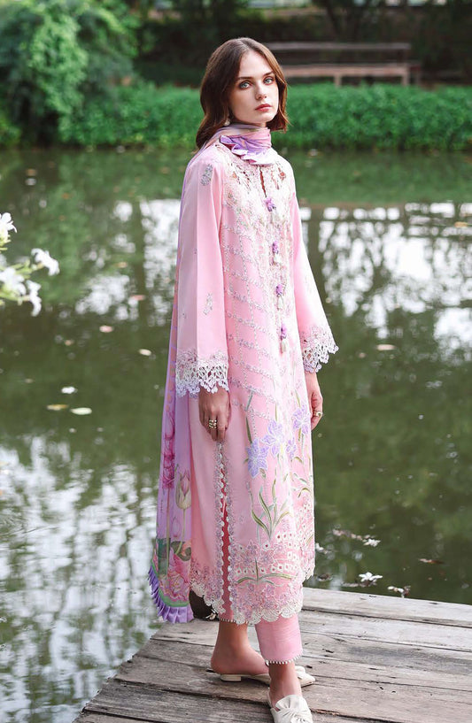 Hemline by Mushq Embroidered Lawn Unstitched 3 Piece Suit - 202-Moonpetal - MQ26SCR - Pink - Summer Festive Collection