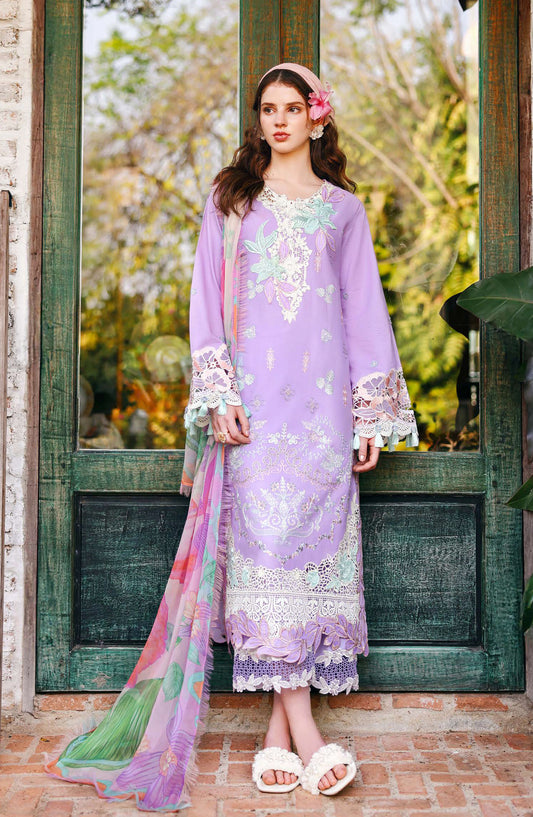 Hemline by Mushq Embroidered Lawn Unstitched 3 Piece Suit - 203-Dewspell - MQ26SCR - Purple - Summer Festive Collection