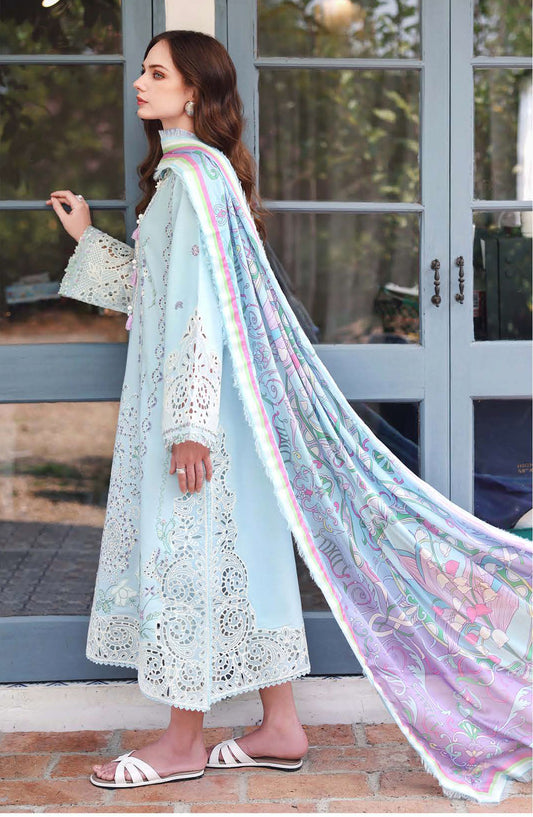 Hemline by Mushq Embroidered Lawn Unstitched 3 Piece Suit - 204-Secret Blossom - MQ26SCR - Blue - Summer Festive Collection
