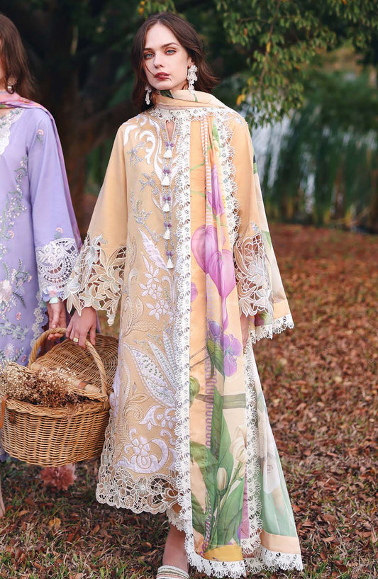Hemline by Mushq Embroidered Lawn Unstitched 3 Piece Suit - 205-Wisteria Veil - MQ26SCR - Peach - Summer Festive Collection