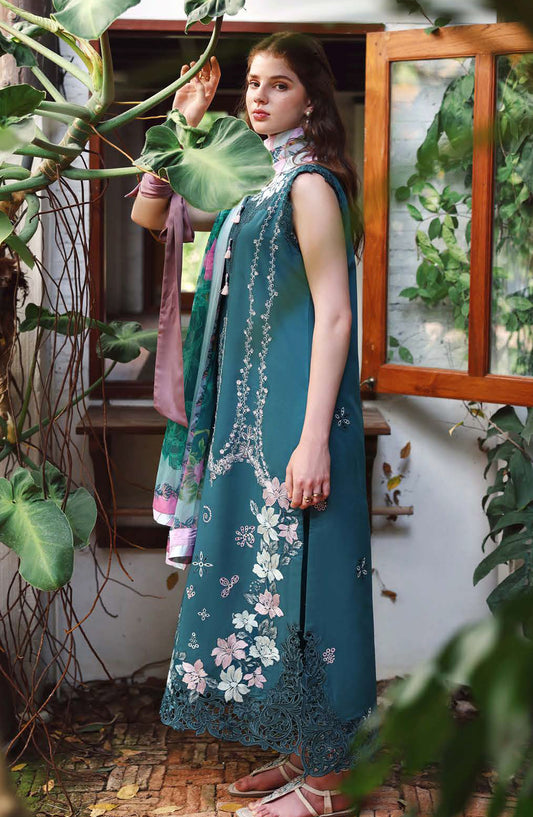 Hemline by Mushq Embroidered Lawn Unstitched 3 Piece Suit - 206-Ivy Spell - MQ26SCR - Teal - Summer Festive Collection