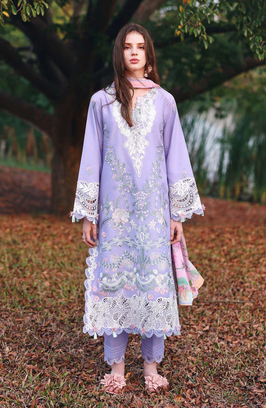 Hemline by Mushq Embroidered Lawn Unstitched 3 Piece Suit - 207-Hidden Dahlia - MQ26SCR - Purple - Summer Festive Collection