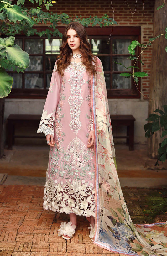 Hemline by Mushq Embroidered Lawn Unstitched 3 Piece Suit - 210-Secret Petals - MQ26SCR - Pink - Summer Festive Collection