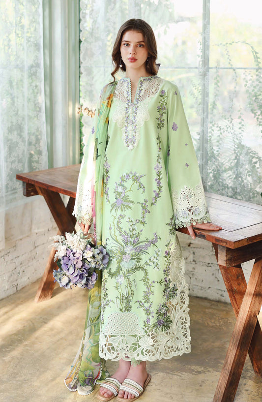 Hemline by Mushq Embroidered Lawn Unstitched 3 Piece Suit - 212-Verdant Bloom - MQ26SCR - Green - Summer Festive Collection