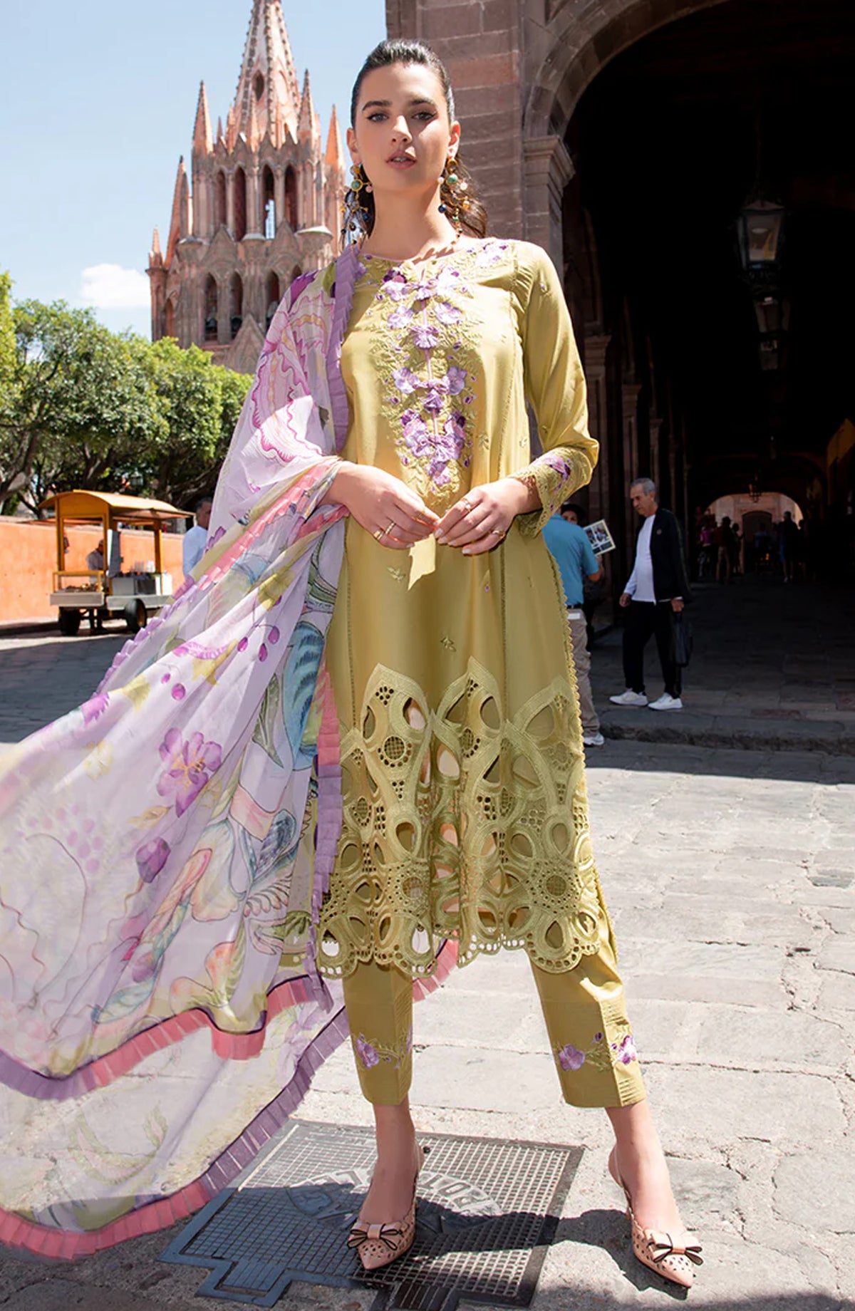 Hemline by Mushq Odyssey Embroidered Lawn Unstitched 3 Piece Suit - Aranza - MQ26ODY - Yellow - Summer Collection