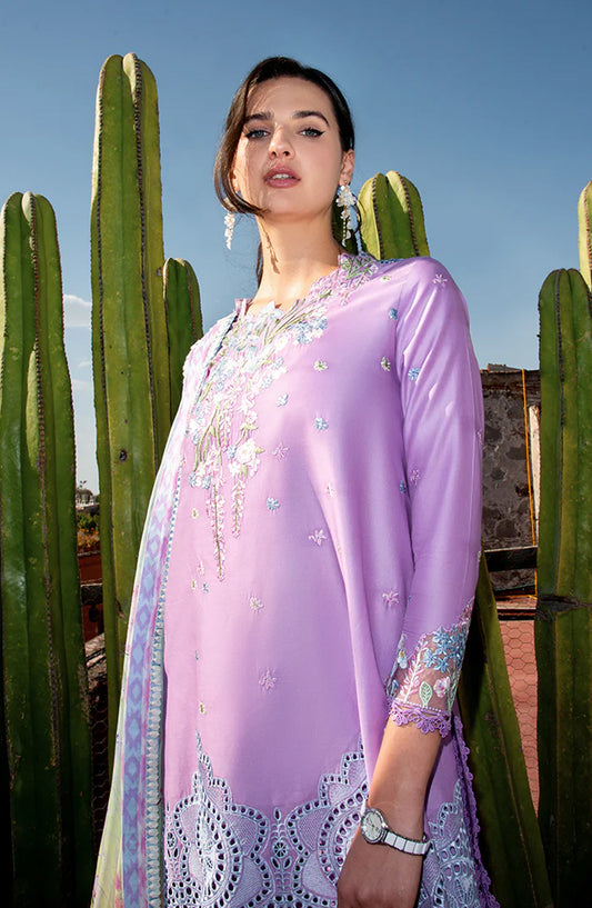 Hemline by Mushq Odyssey Embroidered Lawn Unstitched 3 Piece Suit - Ailyn - MQ26ODY - Purple - Summer Collection