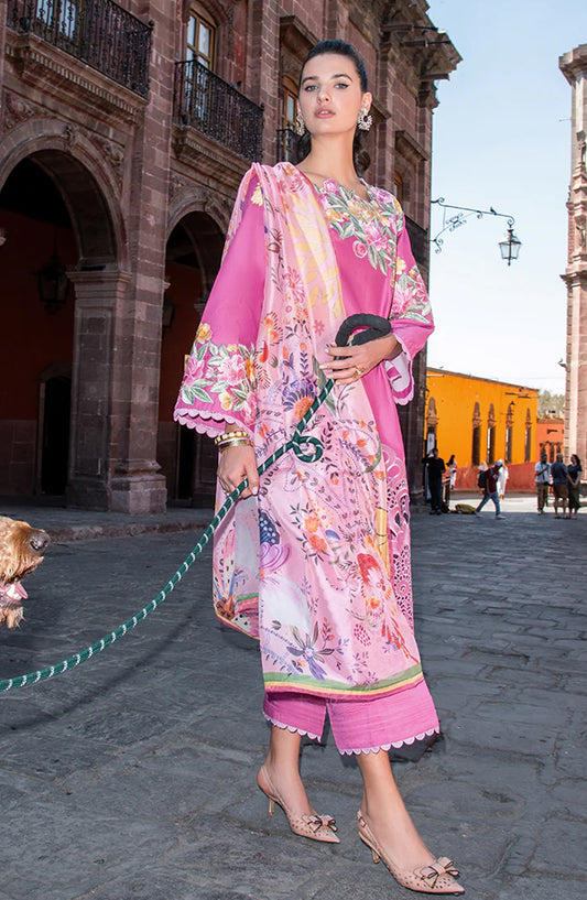 Hemline by Mushq Odyssey Embroidered Lawn Unstitched 3 Piece Suit - Meredith - MQ26ODY - Pink - Summer Collection