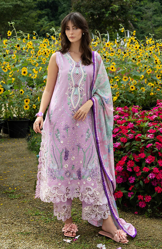 Hemline by Mushq The Secret Garden Embroidered Lawn Unstitched 3 Piece Suit - 8B - MQ26HM - Purple - Spring Summer Collection