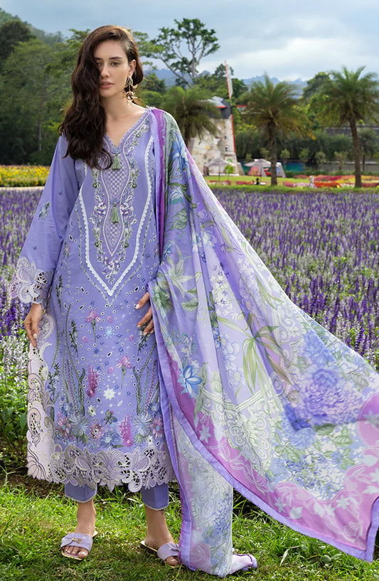 Hemline by Mushq The Secret Garden Embroidered Lawn Unstitched 3 Piece Suit - 8A - MQ26HM - Blue - Spring Summer Collection