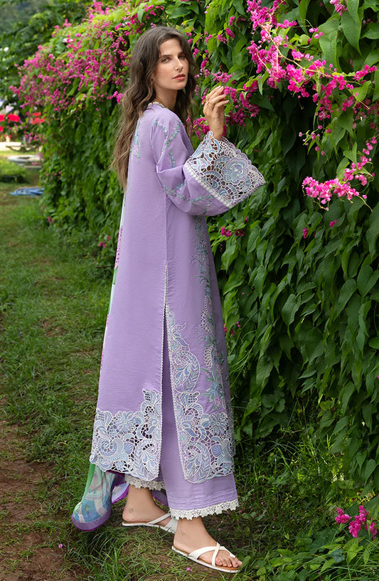 Hemline by Mushq The Secret Garden Embroidered Lawn Unstitched 3 Piece Suit - 7A - MQ26HM - Purple - Spring Summer Collection